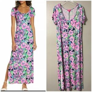 Lilly Pulitzer WYNNE MAXI DRESS High Tide Tall Order Size XL Resortwear Cruise